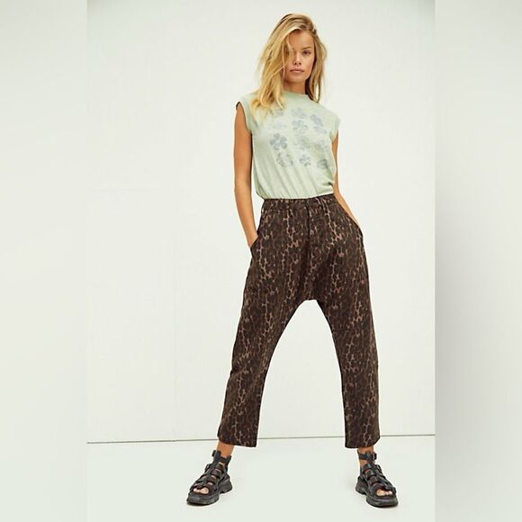 One Teaspoon Sinners Women’s 27 Leopard Print Barrel Harem Pants 100% Cotton - Picture 14 of 15